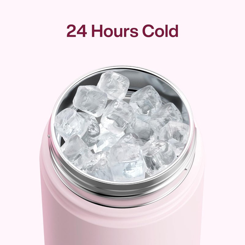 ENCOOL Insulated Water Bottle with Straw Stainless Steel Water Bottle, Leak-Proof, BPA-Free, Double Wall Vacuum Keeps Cold for 24 Hours for Sports, Travel, School (18 oz, Cotton Candy) - Image 3